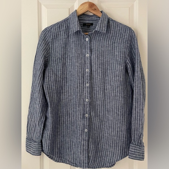 Quince Women's Button Down Shirts - White, Tan, Pink, and Blue - Picture 2 of 9